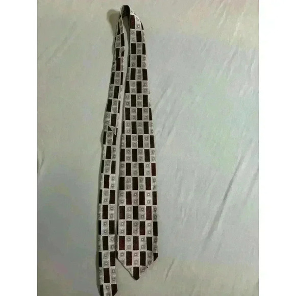 HICKEY FREEMAN Men's 100% Silk Wide Necktie Designer Geometric Mauve/silver Gray - Picture 1 of 3